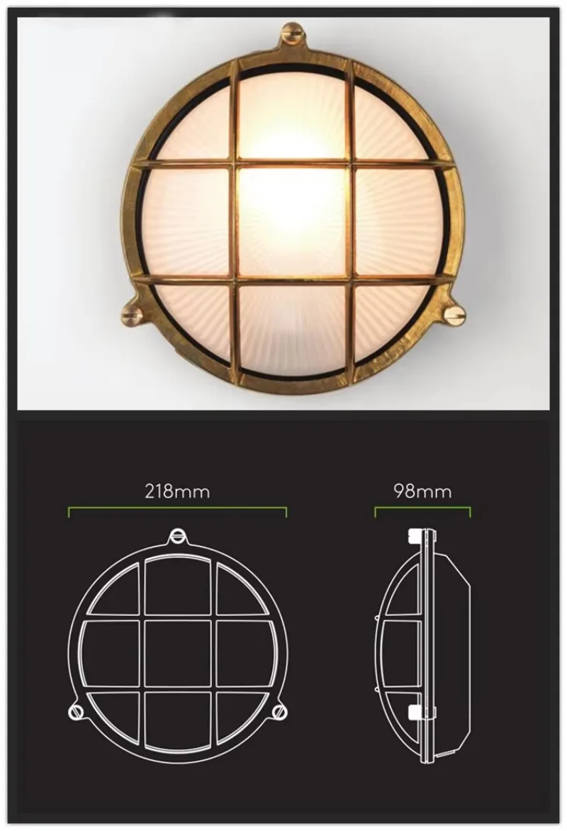 *(2-piece set)Nautical Vintage Retro Wall Sconce Brass Street Lighting Decorative LED Lamp with Oval Bulkhead Bulk Purchase Opti