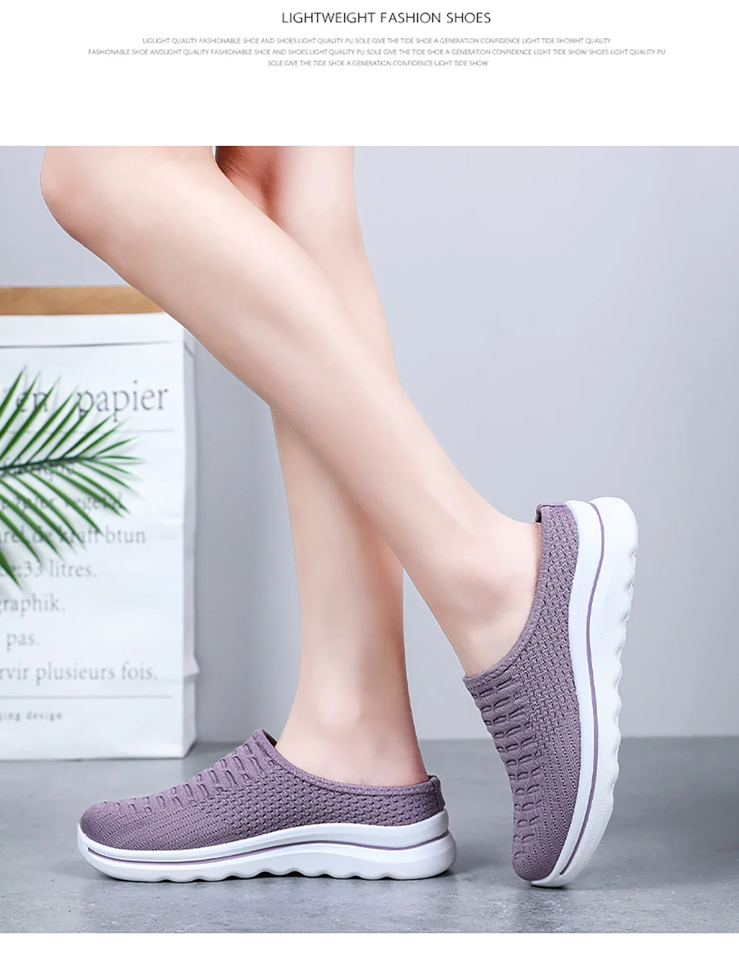 Übergrößen Damen Atmungsaktive Mesh-Pantoletten Slip-On Freizeitschuhe für Innen- und Außenbereich Tägliches Tragen – Detail 12