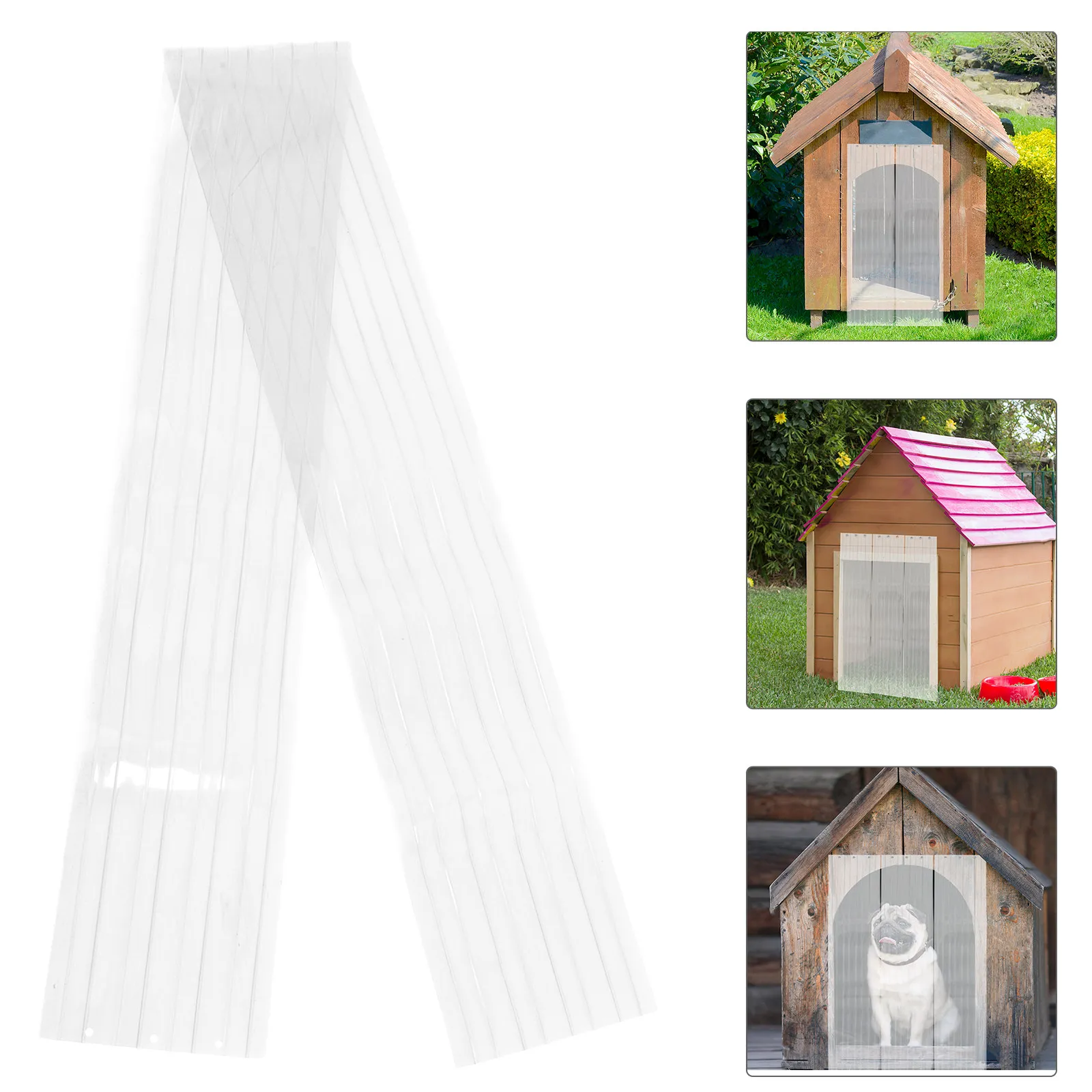 Clear Dog Door Curtain 74x7 Inch PVC Hanging Flap for Dog Door Replacement Pet Isolation Transparent Partition