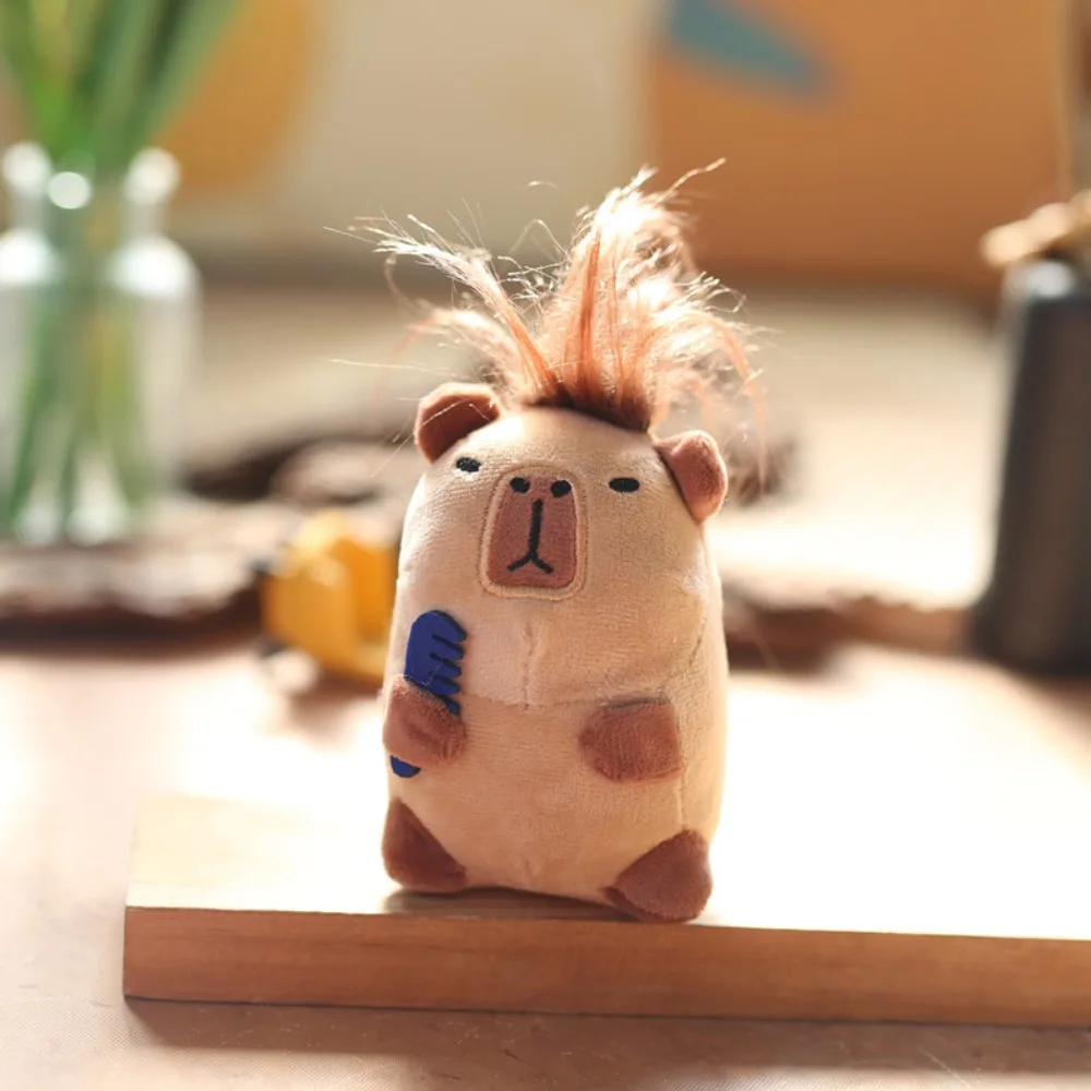 Matte Texture Long-haired Capybara Doll Pendant Hanging Bags Decor Bag Pendant Stuffed Capybara Keychain Creative Cute