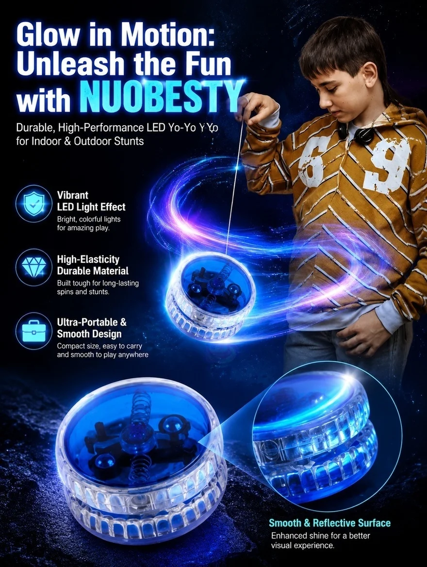 LED Luminous Yoyo Ball Flashing Yoyo with String for Kids Adults Fun Indoor Outdoor Entertainment Acrobatic Performance Glow in