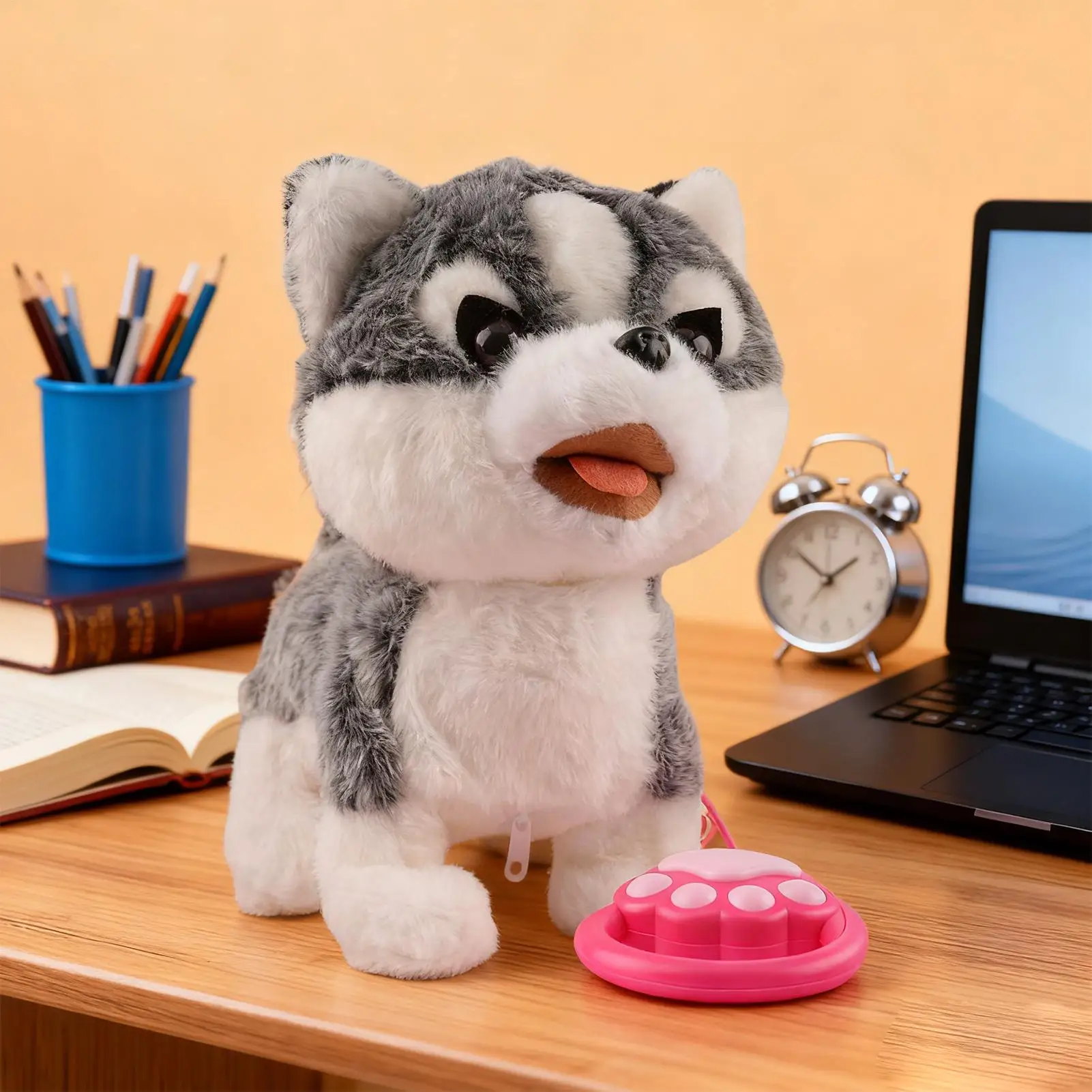 Symulowany pluszowy piesek elektroniczny, robotyczny piesek, elektroniczny zwierzak, który chodzi i szczeka, elektryczna zabawka szczeniak z dźwiękami, imitujący dźwięki, prezent świąteczny.