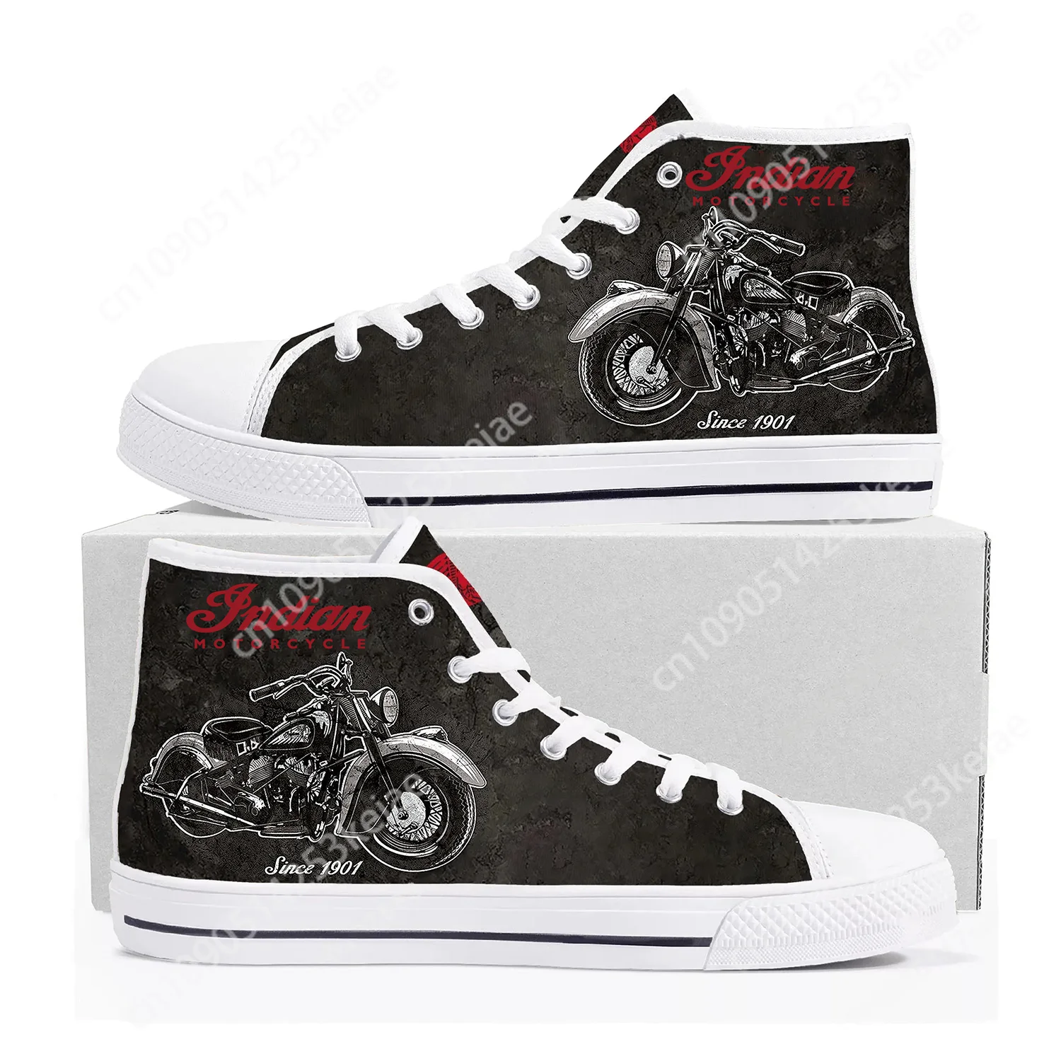 Indian Vintage Motorcycles High Top Sneakers Mens Womens Teenager High Quality Canvas Sneaker couple Casual Shoe Customize Shoes