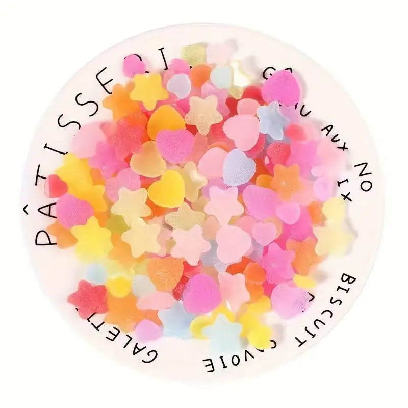 30PCS Mixed Color 3D Heart Star Nail Charms Resin Sugar Nail Art Decoration DIY Manicure Accessories 2