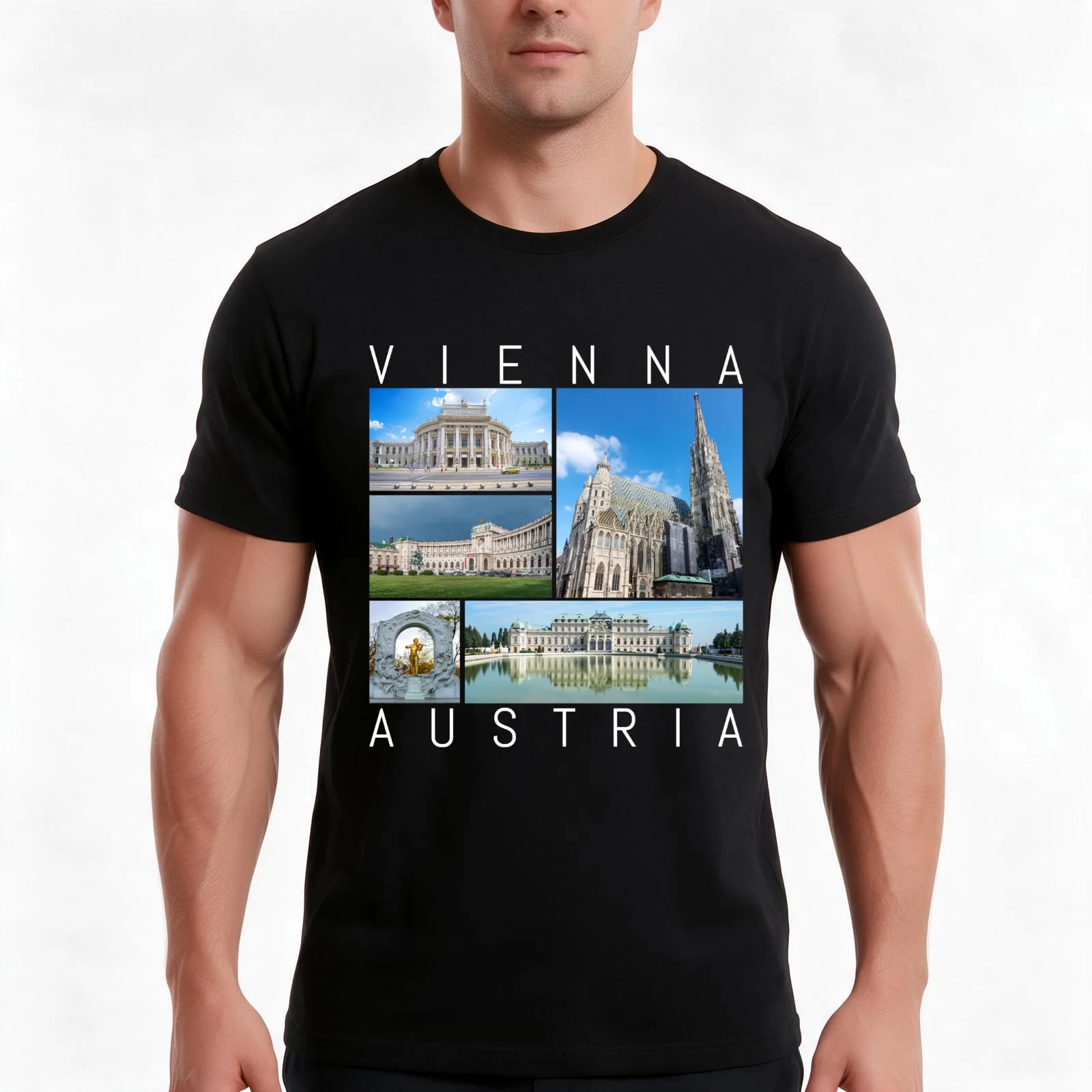 Vienna Austria Souvenir famous sights T-Shirt Summer Casual Cotton Tee Oversized Streetwear Tops Vintage Graphic Print