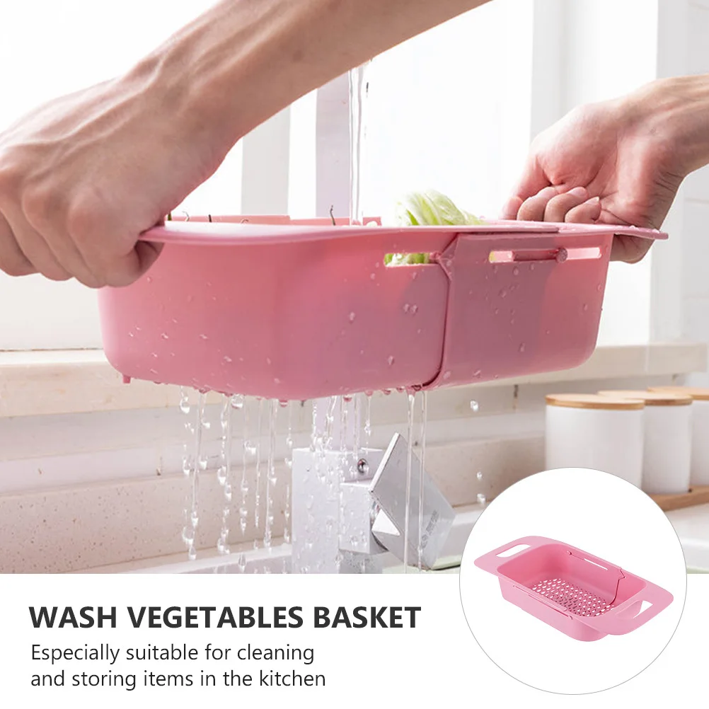 

1Pcs Retractable Kitchen Drain Rack Premium PP Telescopic Design Fruit Basket Sink Storage Rack Practical