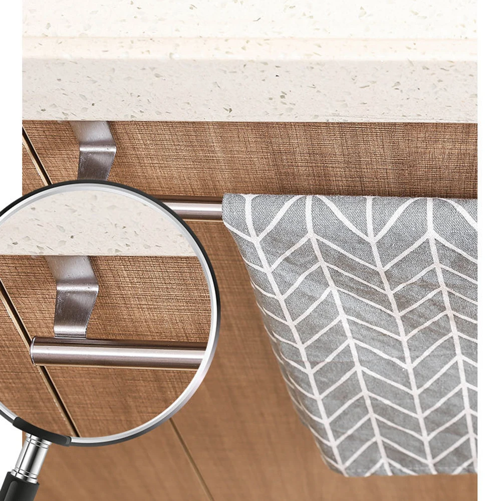 1 Towel Hanging Rod For Home Door, Non-Punching Stainless Steel Towel Rack, Bathroom, Kitchen Single Bar Towel Rod, Silver image 4