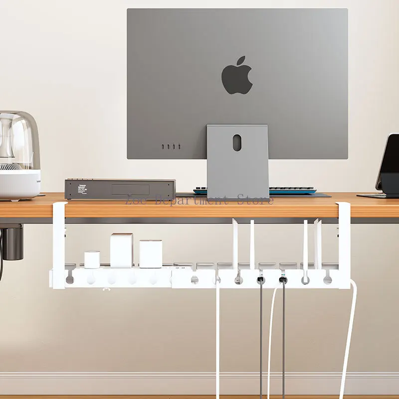 Heavy Duty Retractable Cable Organizer Tray - Iron Under Desk Cord Management for Office Home