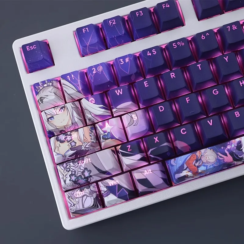 108 Keys/set Honkai Impact 3 Kiana Kaslana Herrscher of Finality Keycap PBT Dye Sub Backlit Keycaps Anime Gaming Key Caps