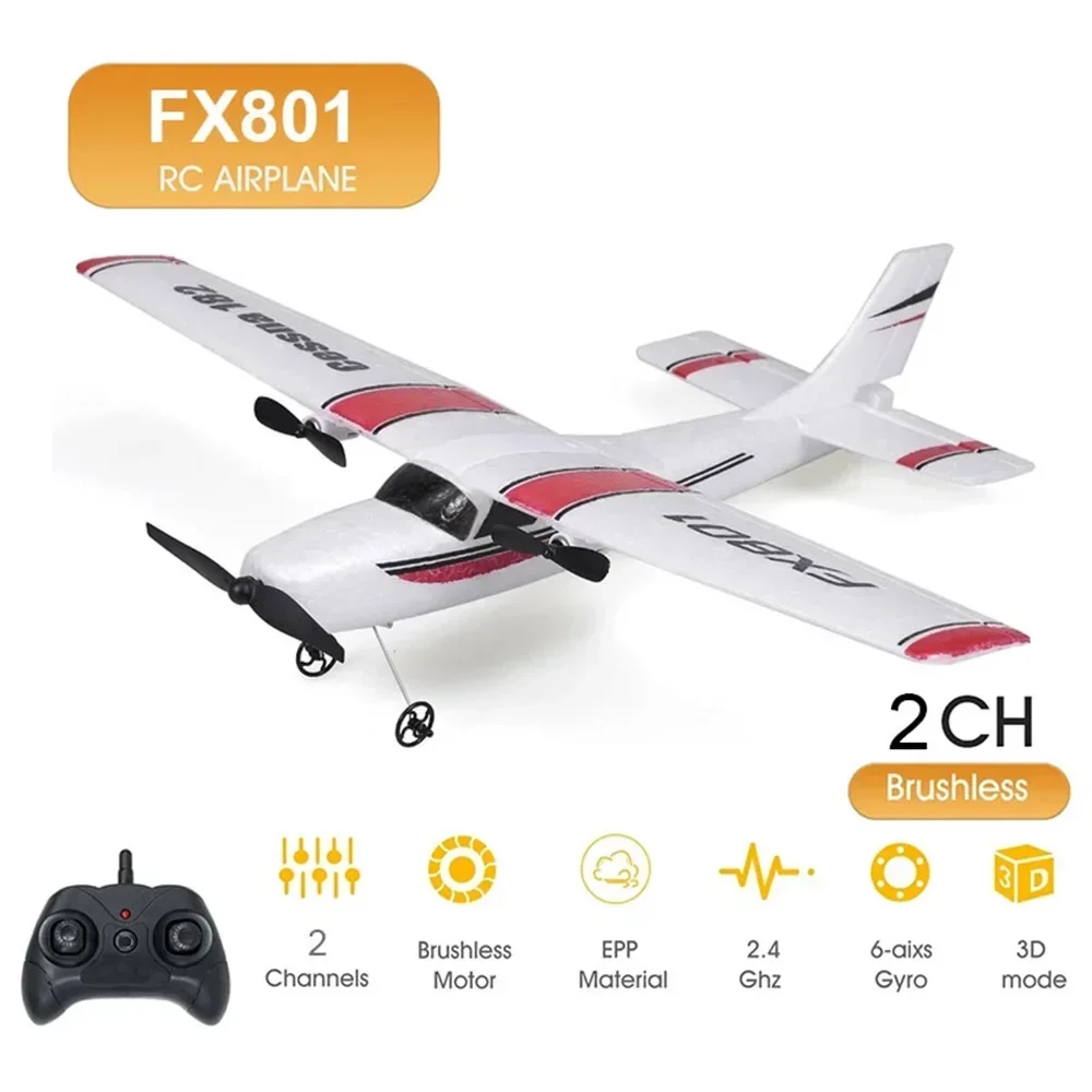 New FX801 RC Plane 2.4G 2CH RTF Remote Control Wingspan Aircraft and Accessories Fixed Wingspan Airplane Toys Gifts for Children