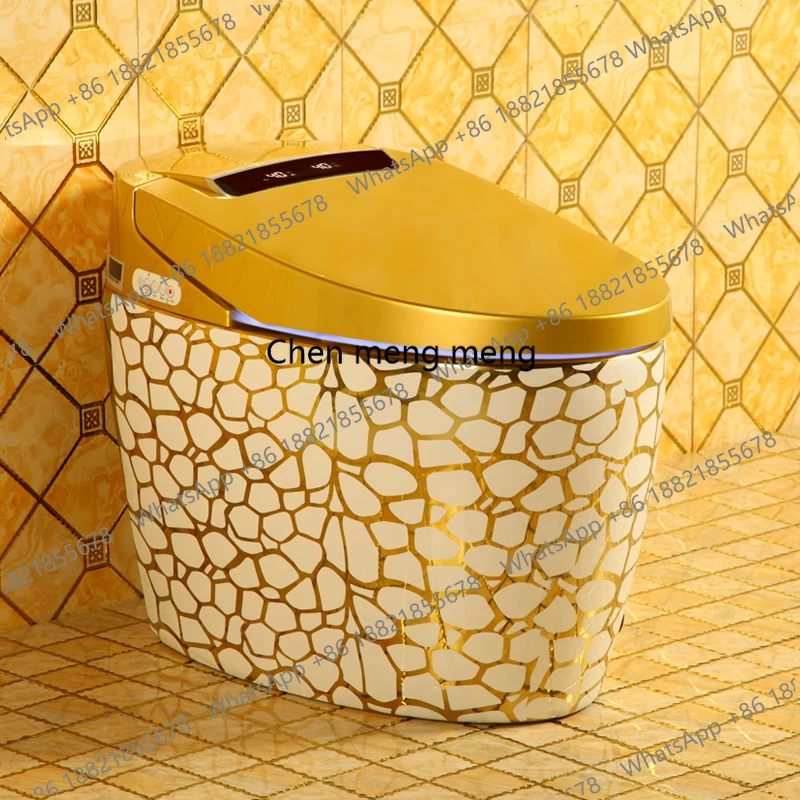 

Golden Household Smart Toilet Remote Control Fully Automatic Flip-Top S-Trap Drainage No Water Pressure Limit for Small