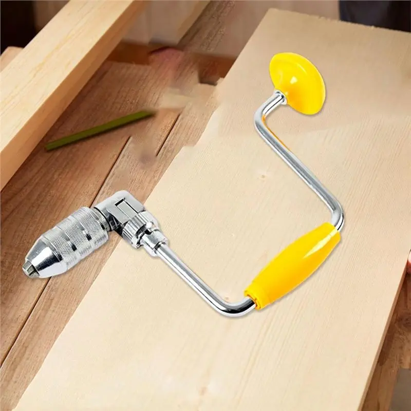 ABLJ Quick-Change-Bit Manual Hand Drill Tool For Woodworking With Heavy-Duty Steel Construction And Ergonomic Grip Design