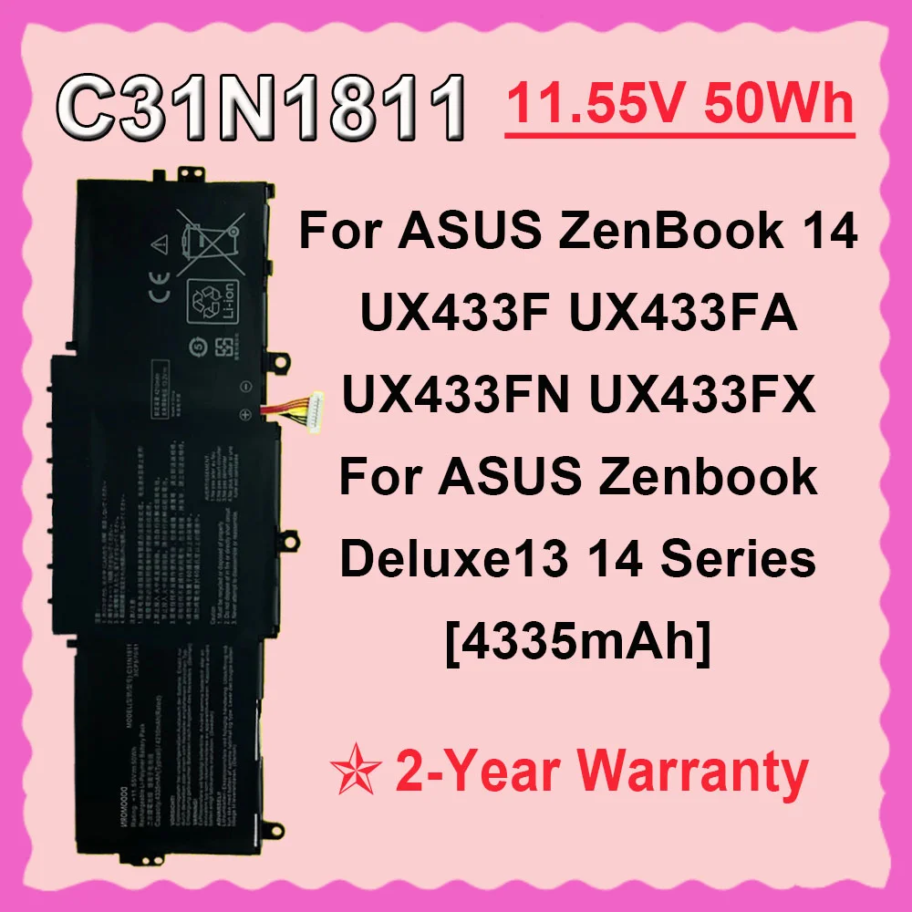 

Аккумулятор для ноутбука серии ASUS C31N1811 ZenBook 14 UX433F UX433FN UX433FA UX433FX U4300FA U4300FN RX433FN BX433FN Deluxe 13/14