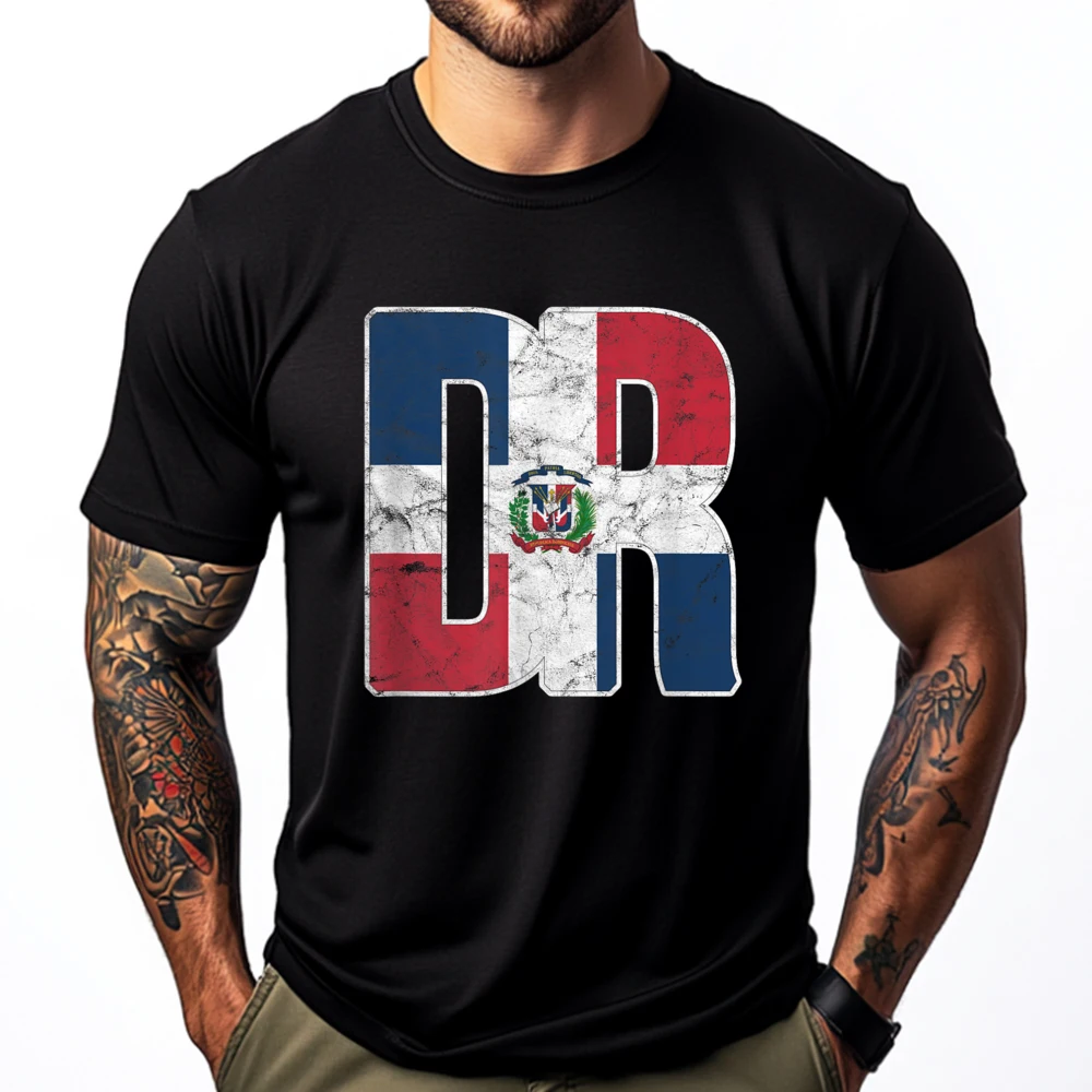 Dominican Republic Flag Bandera Republica Dominicana Graphic Shirts Men Men's Cotton T-Shirt Tshirts Loose