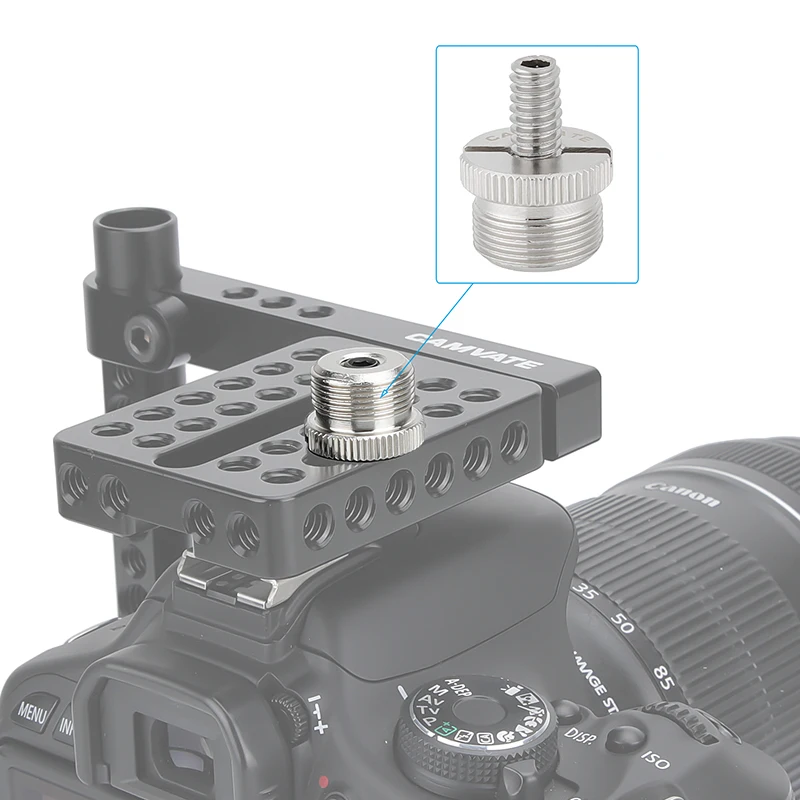 CAMVATE Mic برغي محول تحويل 5/8 "-27 ذكر إلى 1/4"-20 أنثى الموضوع ل DSLR كاميرا قفص تلاعب ميكروفون حامل حامل