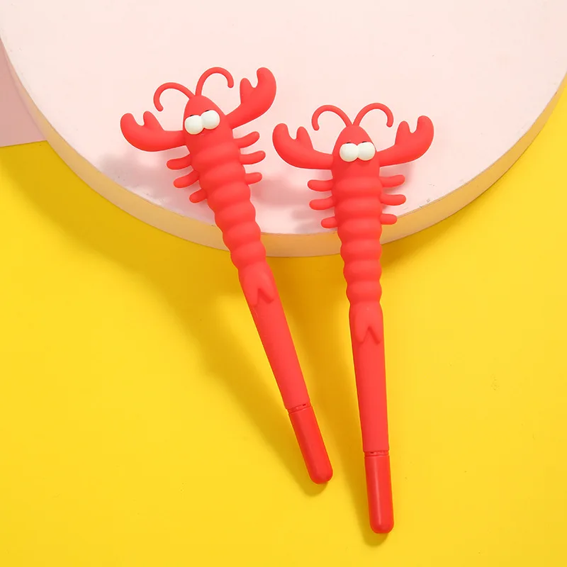 

36PCS Cartoon Spicy Crawfish Silicone Rollerball pen Creative All Silicone Crawfish Quick Drying Pen