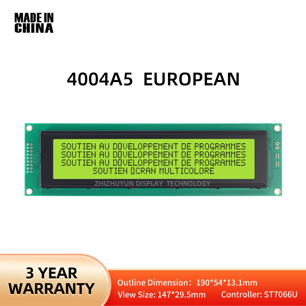 Support Customization Of 4004A5 European Character LCD Module With Yellow Green Film LED Backlight And Built-In ST7066U