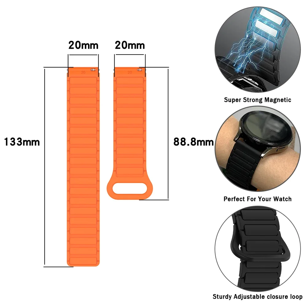 Magnetyczny silikonowy pasek do COROS APEX 42mm 46mm 2 Pro/PACE Pro 3 2 20mm 22mm Miękki pasek do zegarka do AMAZFIT BIP 6 5 Bransoletka sportowa