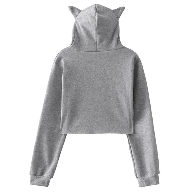 Femmes Vintage voiture rétro garder classique vivant imprimé oreilles de chat recadrée sweats à capuche Style tendance gothique à manches longues hauts courts vêtements des années 90