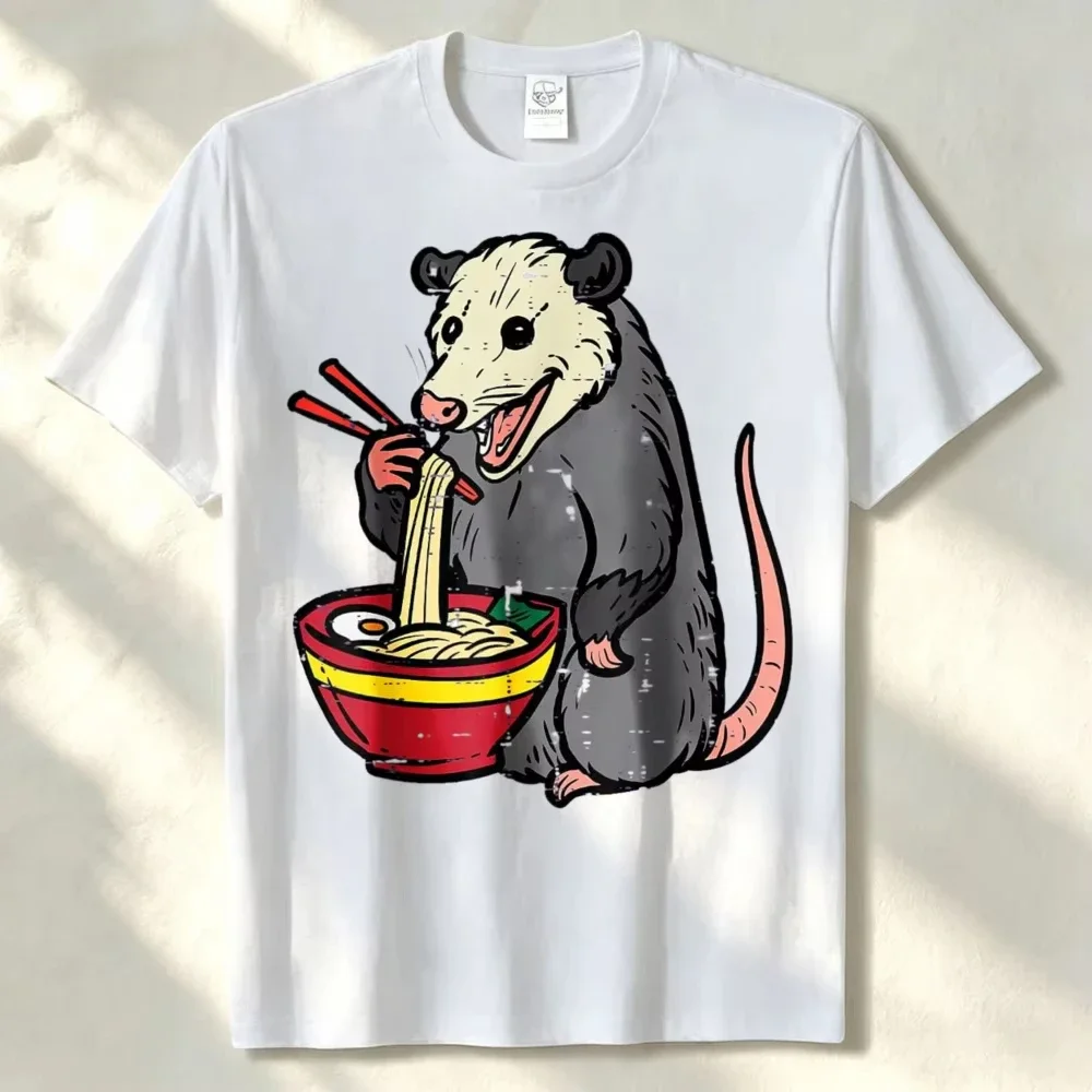 Opossum Ramen Kawaii Possum Japanese Food Men Women T-Shirt Manga Funny Outdoors High Quality Cotton Short-sleev Casual Tees Top