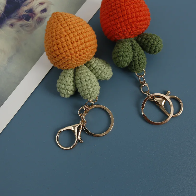 Pingente Cenoura Criativa Mão-Tecido, Lã Crochet Fruit, Acessórios Cute Bag, Encanto do telefone móvel, Presente da personalização