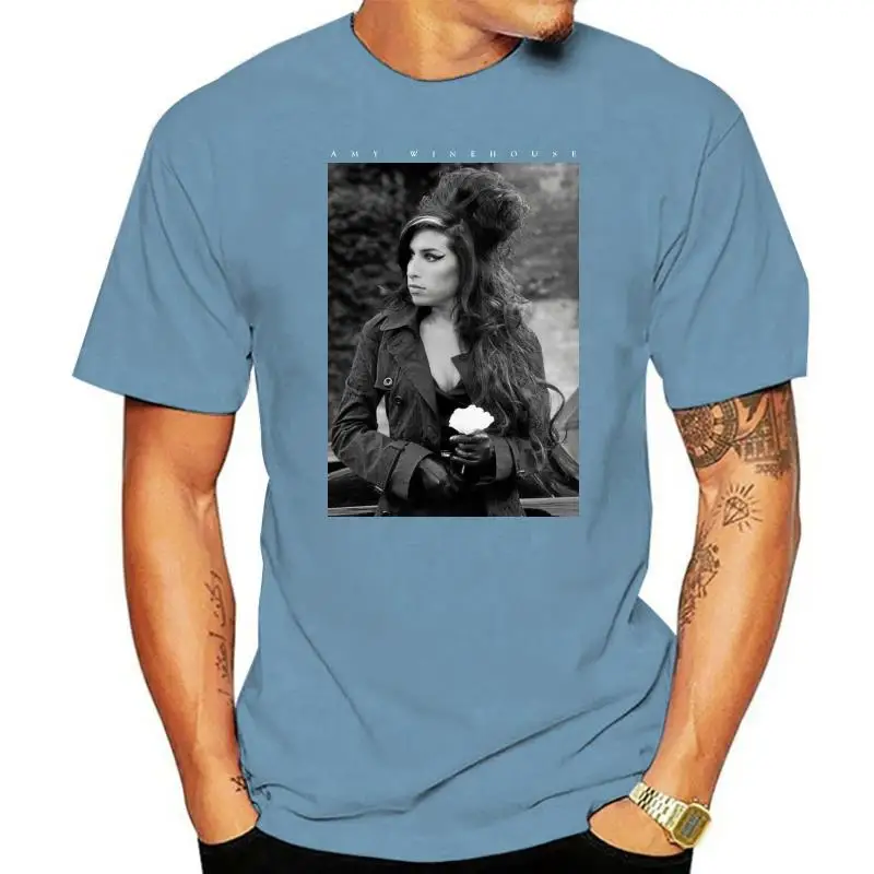 Humor Shirts Men& Amy Winehouse Flower Portrait Crew Neck Short-Sleeve Compression T Shirts