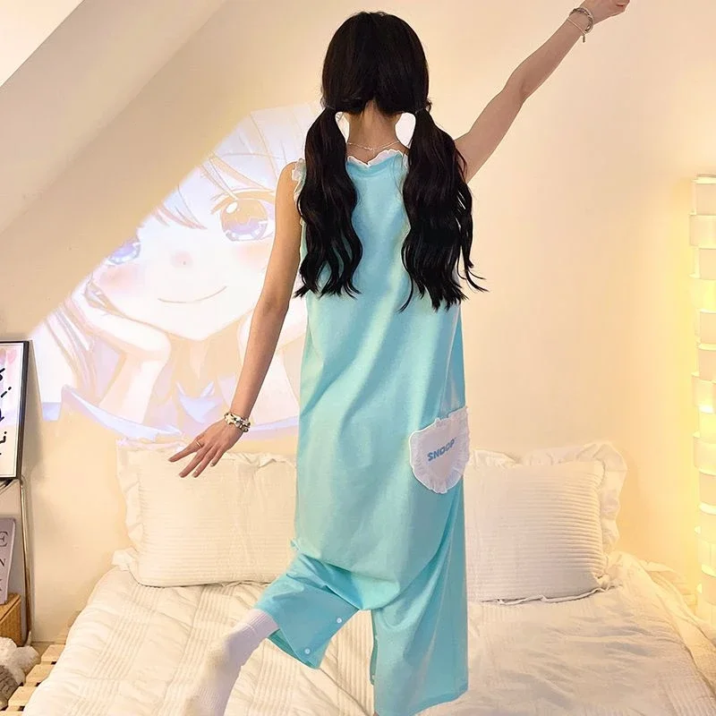 Hatsune Miku pijama de algodão, camisola de uma peça, roupa bonita do anime, verão