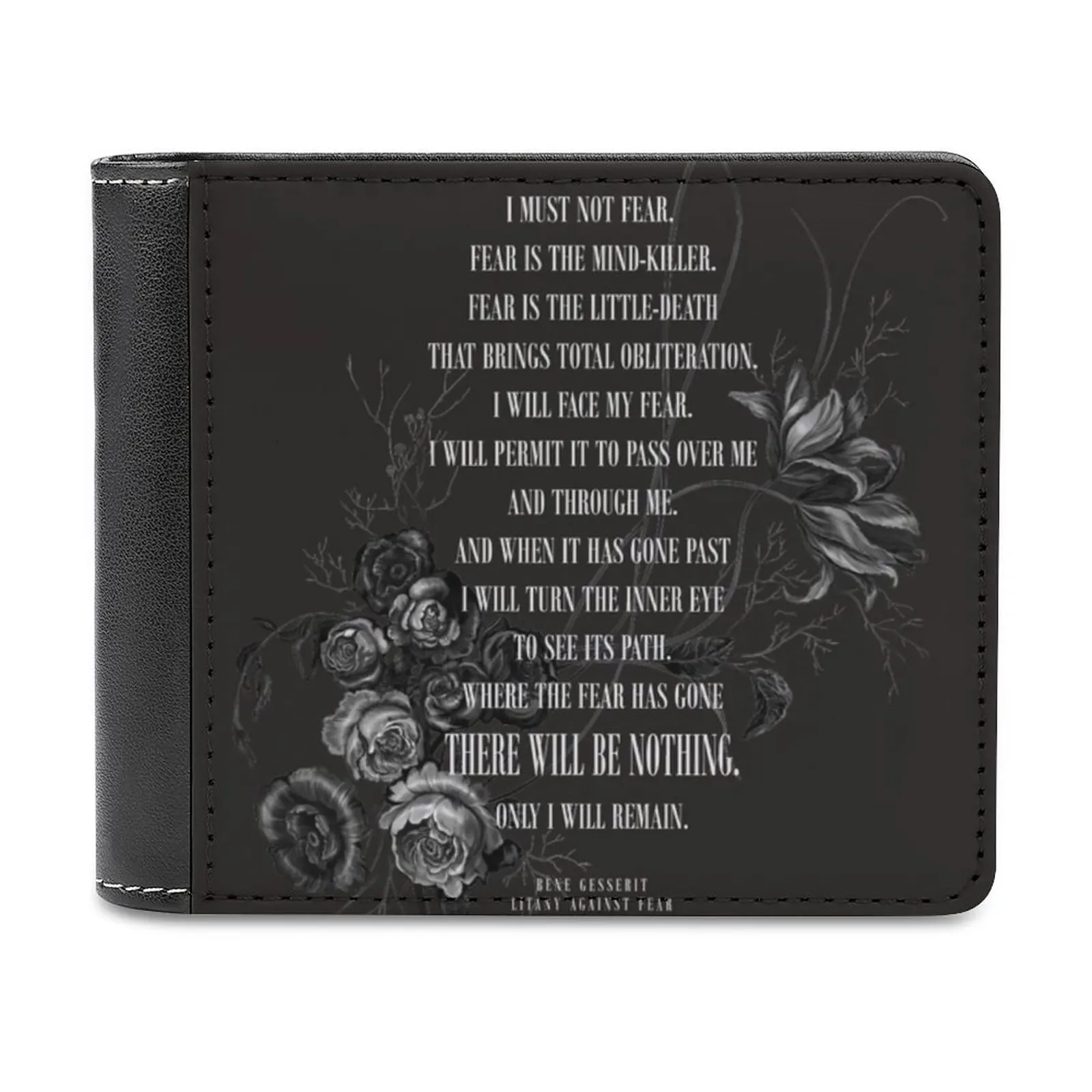 Litany Against Fear Leather Wallet Men Classic Black Purse Credit Card Holder Fashion Men's Wallet Scifi Quote Litany Against