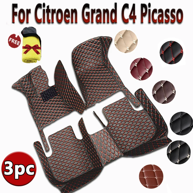 Автомобильные коврики для Citroen Grand C4 Picasso SpaceTourer, 7 сидений, 2014 ~ 2020, нескользящий кожаный коврик, детали интерьера, автомобильные аксессуары