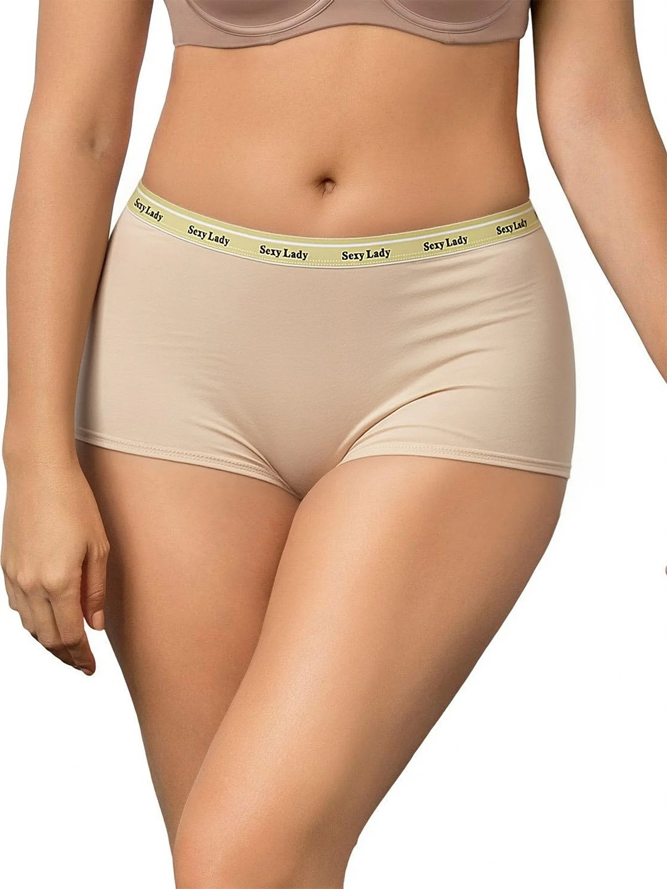 5-Pack Simple Letter Waist Flat Angle Underwear for Women, Made of Pure Cotton, Breathable and Anti Light Leakage Base Underwear