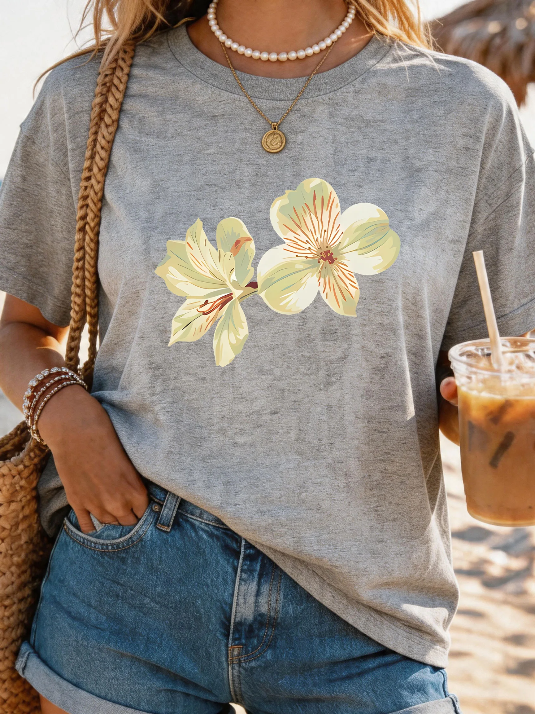 

Women's Large Size Printed round Neck Short Sleeve T-shirt 1-7XL Comfortable Casual Top in European Style