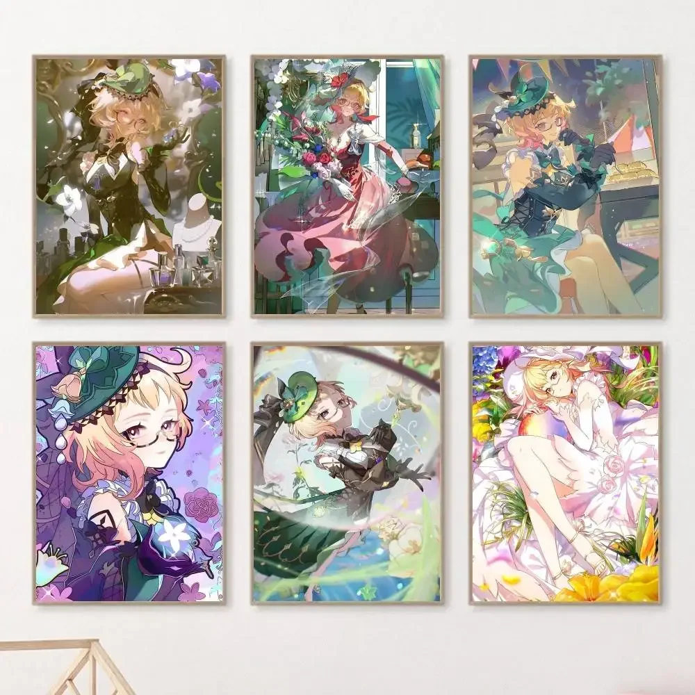 Game Genshin Impact Emilie Posters HD Print Vintage Wall Art Decor for Home Study Room