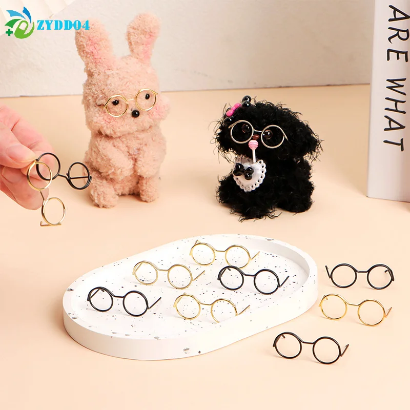 10 Pezzi Montature per Occhiali Rotonde in Metallo Stile Retrò Senza Lenti per Decorazione Bambole di Peluche