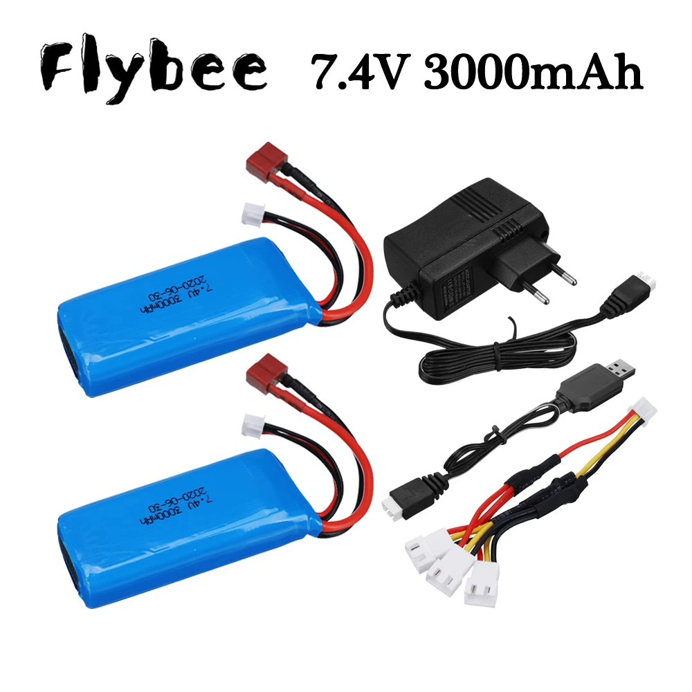 

(T Plug) 7,4 В 3000 мАч Набор зарядных устройств Lipo 2S для Wltoys 144001 144010 124016 124017 124018 124019 Запчасти для радиоуправляемых автомобилей-дронов