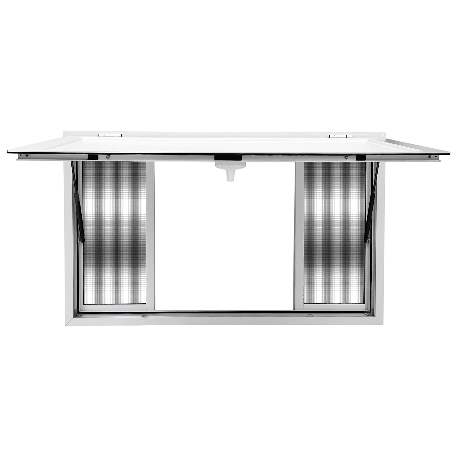 Food Truck Serving Window, 48x30 Inch 4 Sliding Screens Concession Window with Awning, Aluminum Alloy Baking Paint Rustproof, 1.5mm Mesh Mosquito Proof, Pneumatic Rods Lockable Handle for RV Camper Trailer