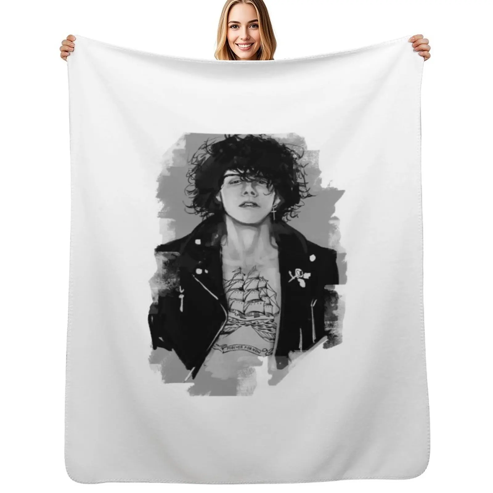 

laura pergolizzi art Throw Blanket Loose warm winter Cute Plaid anime Blanket