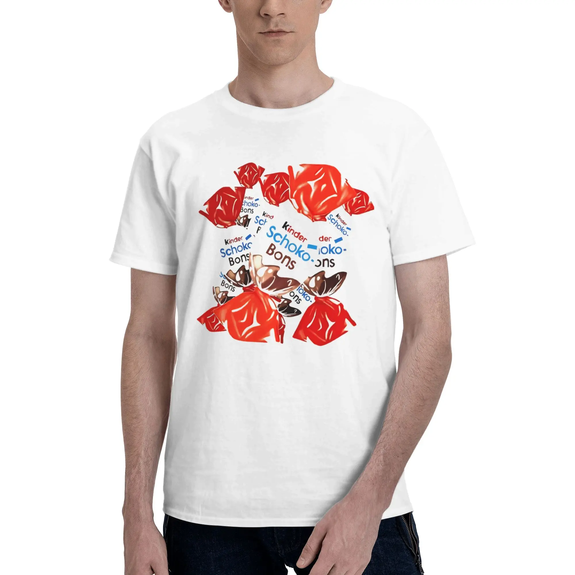 Camiseta Deliciosa Schokobons Kinder para hombre, camisetas con humor de Kinder Egg, camiseta de manga corta con cuello redondo, ropa gráfica 100% de algodón