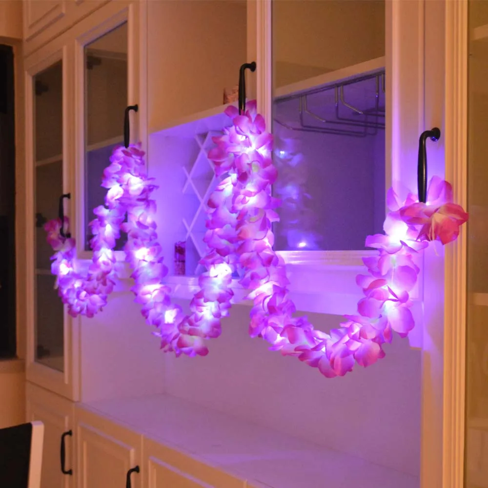 3M LED Glow Luminous Hawaii Flower Hanging Garland Banner Bunting Wreath Home Decoration Party Birthday  Wedding Festival