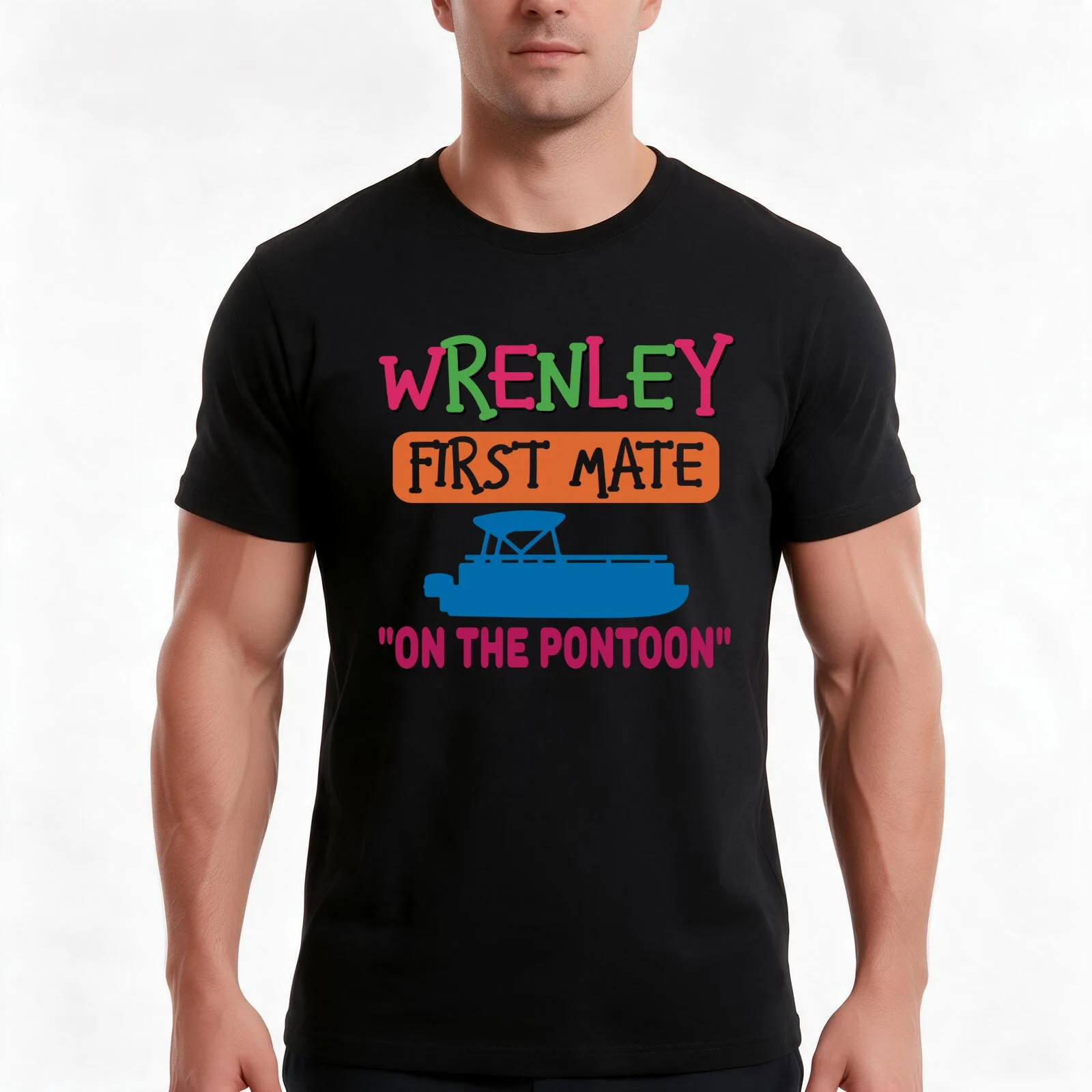 Wrenley First Mate T-Shirt, Summer Casual Cotton Tee, Oversized Streetwear Tops, Vintage Graphic Print, Loose Fit Short Sleeve