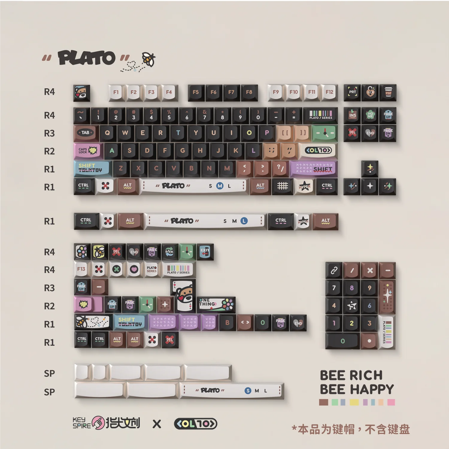 KeyTok PLATO  Extra Edition 158 Keys Original Factory High Night Demon Keycap Mage EV63