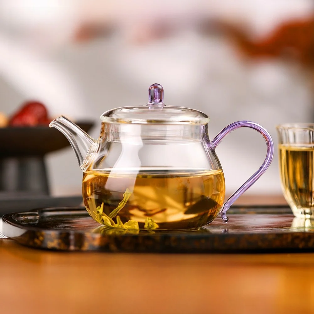 

Чайник из высокопрочного боросиликатного стекла, кристально прозрачный, в стиле Цинъюнь, для заваривания зеленого чая, ручной работы, совместим с алкогольными спиртами и свечами