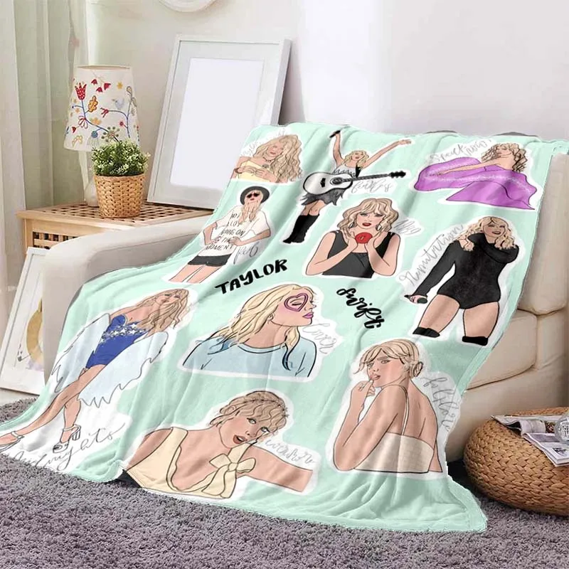 

Fashion Girl Blanket Printed Throw Blanket Plush Fluffy Flannel Fleece Blanket Soft Throws for Sofa Couch and Bed