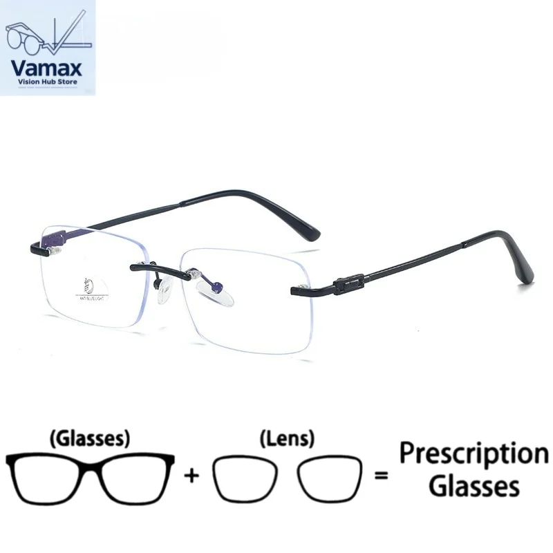 

VAMAX Vintage Frameless Eyeglasses Women Anti Blue Light Prescription Ready Ins Style