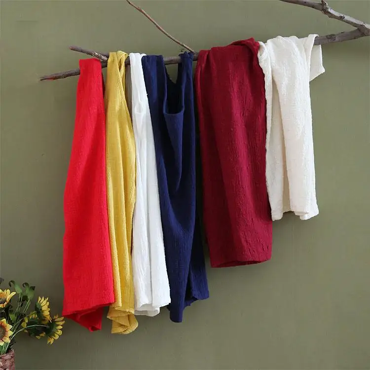 قميص نسائي فضفاض من القطن والكتان للربيع والصيف، ملابس خارجية، طبقة أساسية، سترة مريحة بأسلوب عملي، لون واحد، للاستخدام المنز... #5