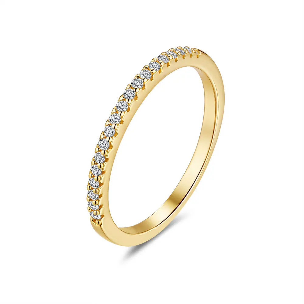 

Apexelle Brand Classic Jewelry 925 Sterling Silver Rings Inlaid Moissanite Gold Eternity Ring For Women Luxury Jewelry