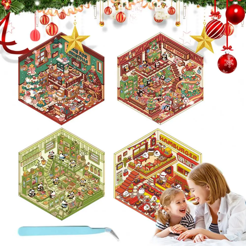 Miniature Scene Sticker 3d House Stickers Kit for Adults Kids Stress-reducing Diy Christmas Family for Pass