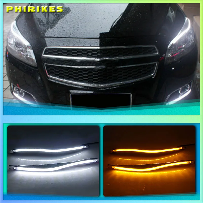 

LED Eyebrow Daytime Running Light DRL With Yellow Turn Signal Light For Chevrolet Malibu 2012 2013 2014 2015