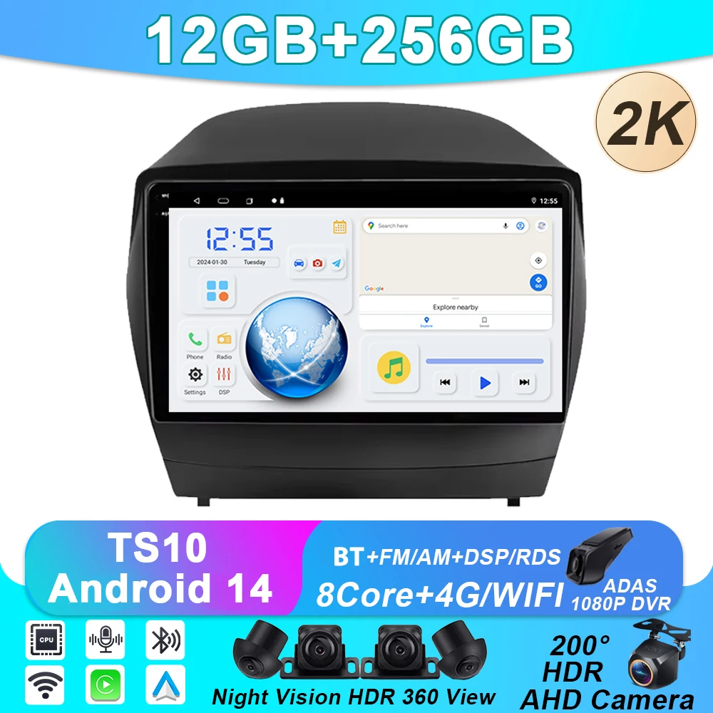 

Video Player Android Auto Car For ix35 Hyundai Tucson 2 LM IX35 2009-2015 Radio GPS Navigation Multimedia Stereo Carplay No 2din