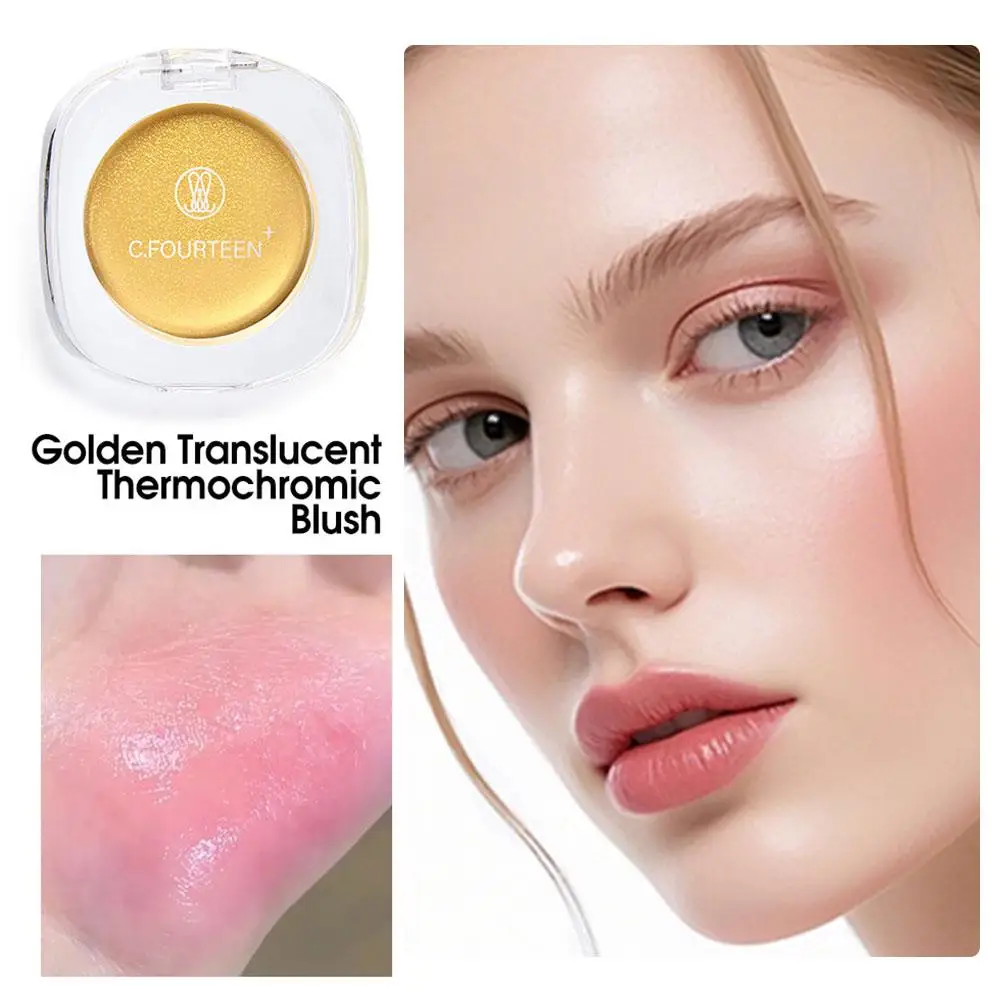 Pó de maquiagem facial iluminador natural, blush e pó de destaque, cosméticos de uso duplo, maquiagem facial à prova d'água de longa duração