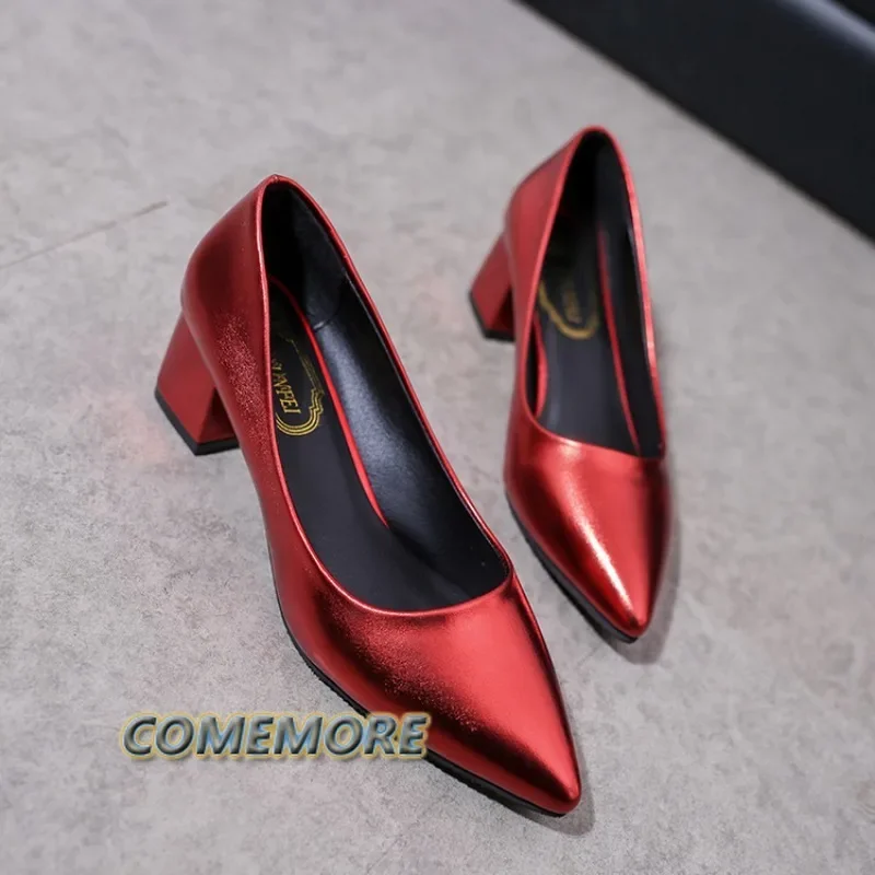 Shoes Ladies Pumps Fashion Square Heel  Sexy High Heels Wedding Shoes Women New Office Work Red Pumps Party Casual Spring Autumn